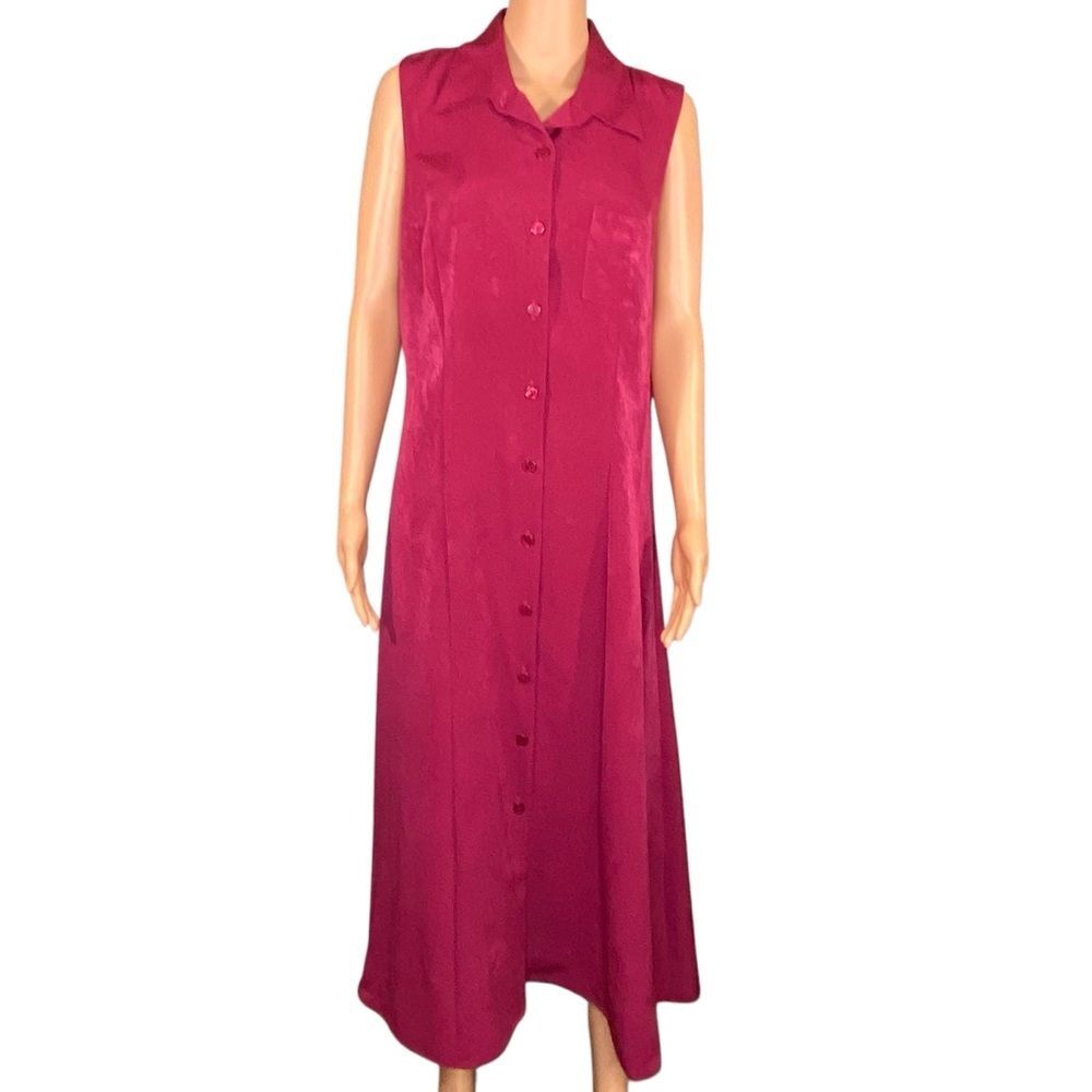 Basic Editions Maxi Dress Sleeveless Flowy Beachy Casual Size12 Button Down